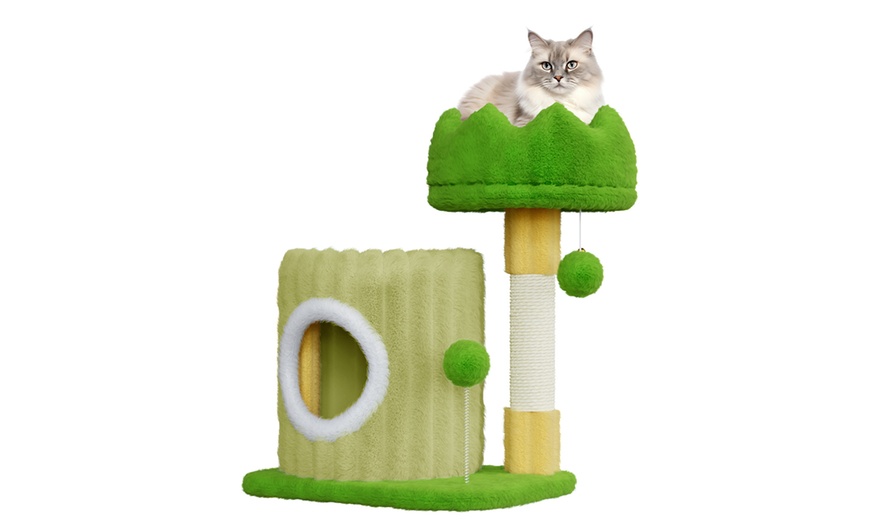 Image 4: 53cm/107cm Cat Tree Tower Indoor Cat Bed with Scratching Post