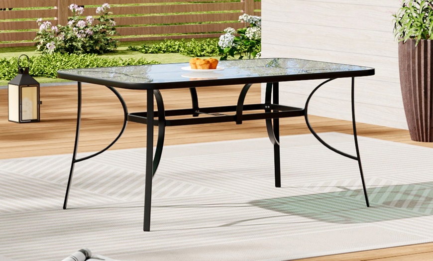 Image 21: Outdoor Rippled Tempered Glass Coffee Table with 4 Styles