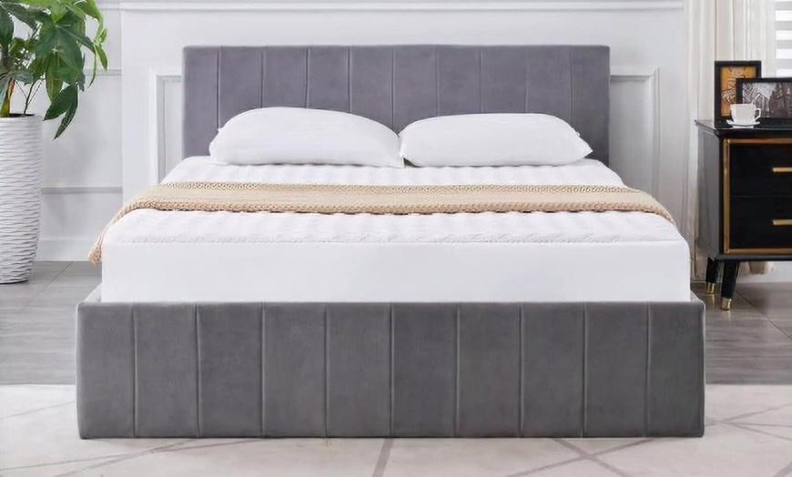 Image 2: Gas-Lift Ottoman Bed Frame with Under-Bed Storage