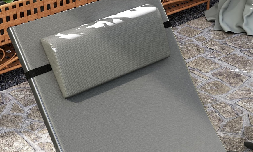 Image 6: Outsunny Set of Two Adjustable Back Sun Loungers 