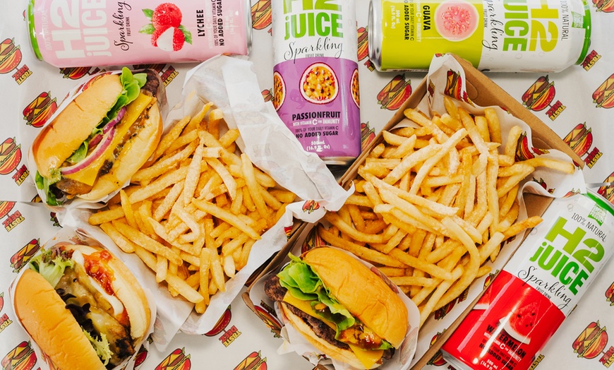 Image 1: Delight w/ Burgers, Chips and Drink Combo for One, Two or Four People