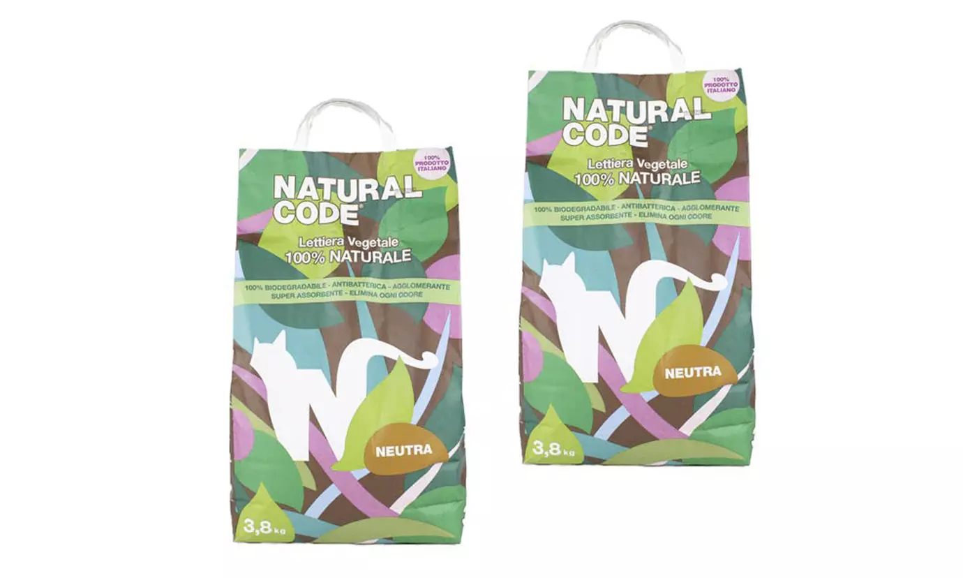 Lettiera per gatti in sacchetto bentonite o vegetale Natural Code
