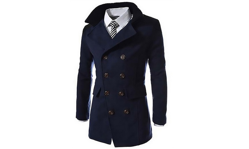 Image 4: Men's Contrast Collar Smart Coat