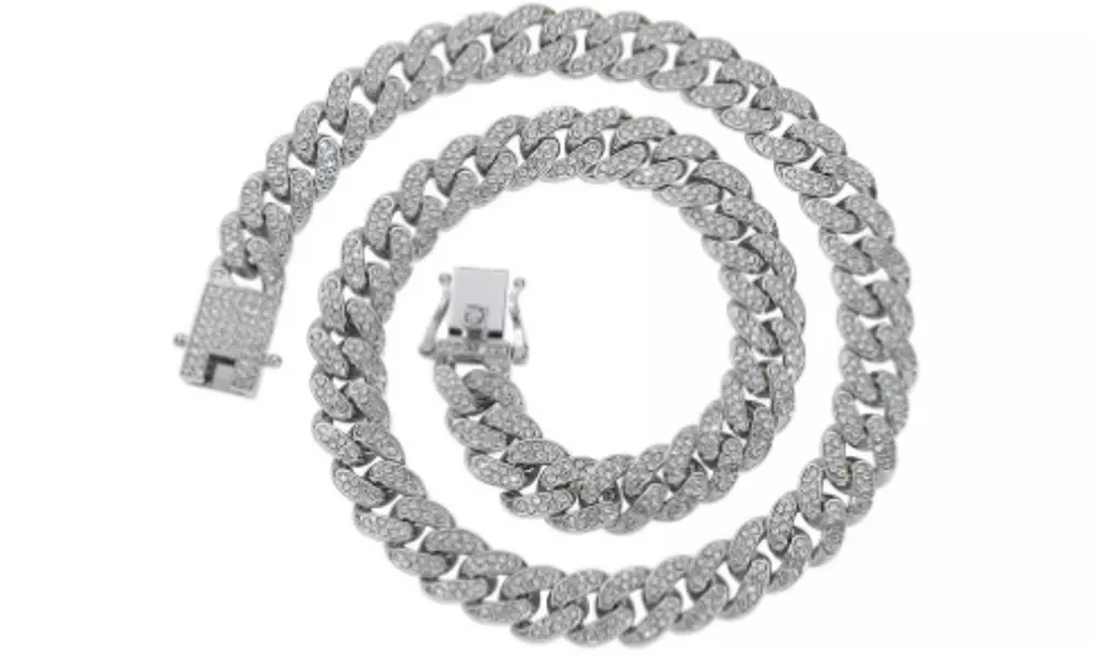 Premium Cuban Link Dog Collar; Rhinestone Design