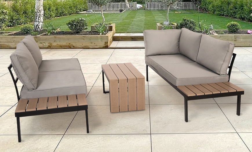 Image 6: Sienna Three Way Interchanging Grey Garden Furniture Set