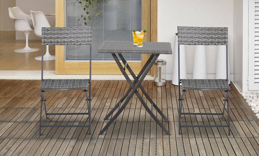 Image 4: Outsunny Rattan-Effect Bistro Set