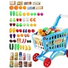 Image 2: Shopping Cart Trolley for Children Play Set Includes 78 Grocery Food 