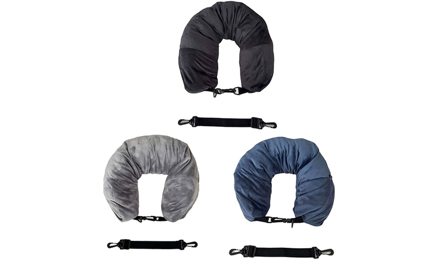 Image 4: Oreiller de voyage remplissable 2-en-1 en forme de U