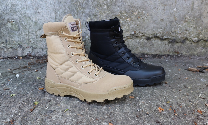 Image 1: Men's Military Style Boots