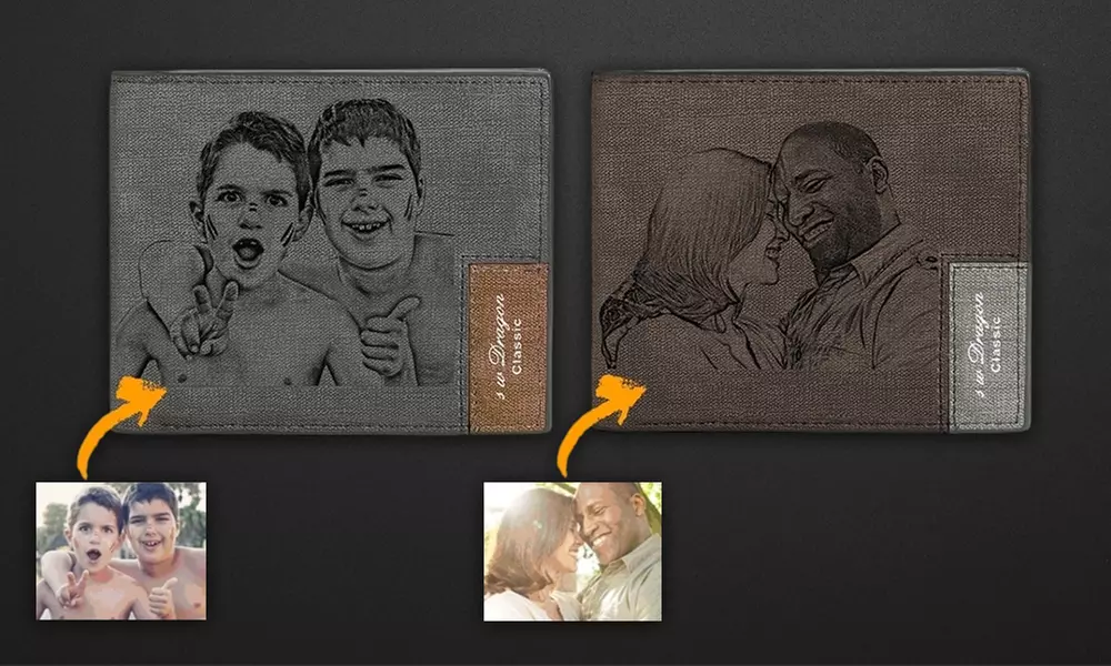 Un portefeuille Justyling gravé de vos souvenirs