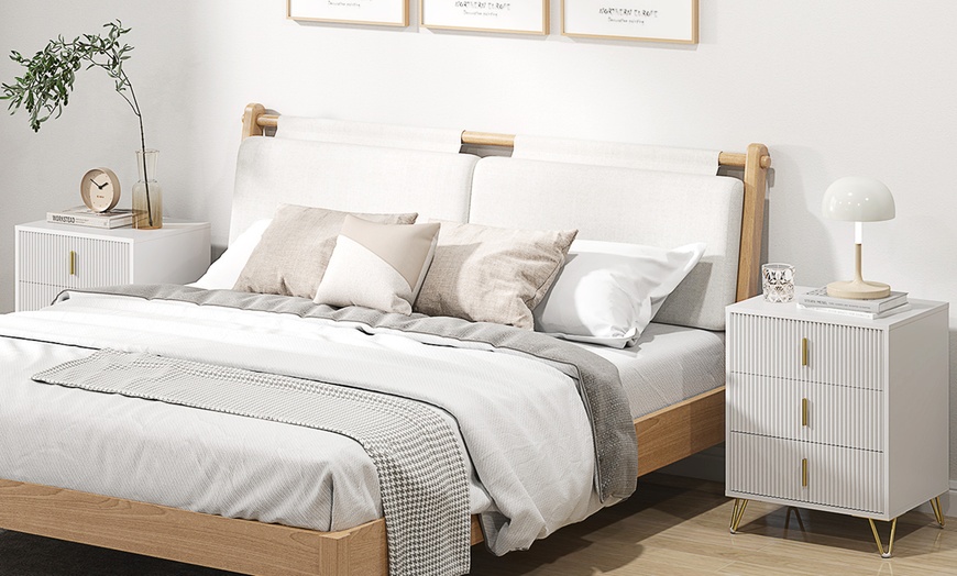 Image 1: HOMCOM Three Drawer Chest of Drawers