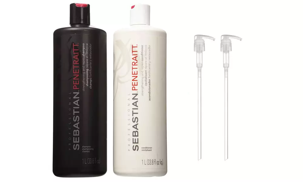 Sebastian Drench or Penetraitt Shampoo & Conditioner Liter Duo with Luxury Pumps