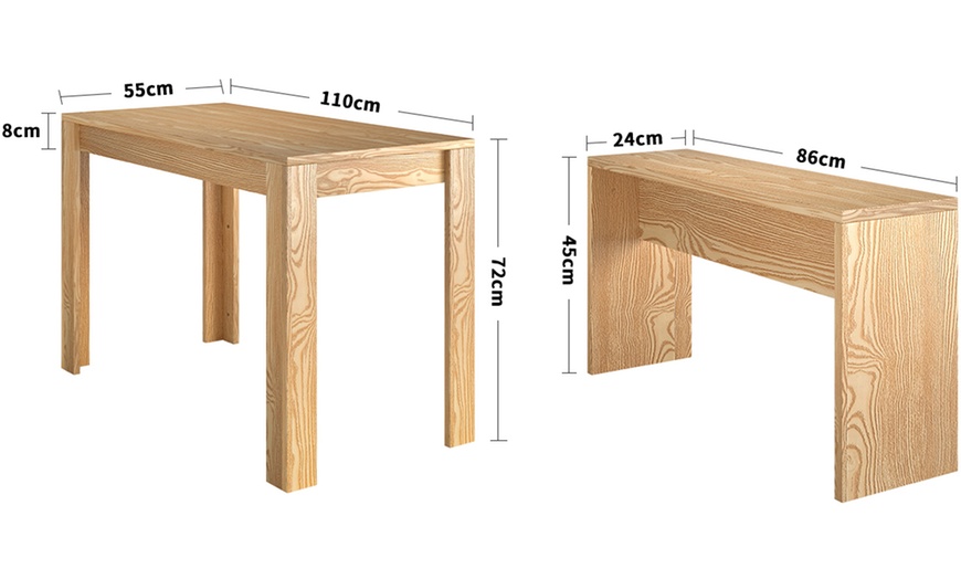 Image 8: Chipboard Three Pieces Dining Set with Table and Two Benches 