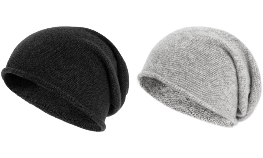 Image 2: 1x oder 2x Kaschmir Slouchy Beanie Strickmütze