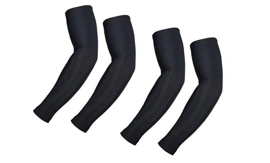 Image 3: 2 Pairs Quick Dry Arm Sleeves Cover Cycling Running Arm Cooling UV Protection