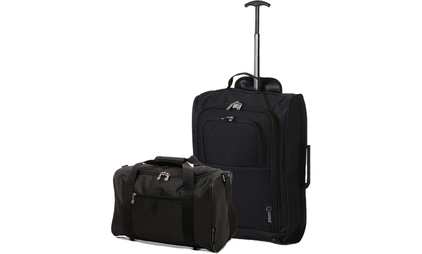 Image 1: 5 Cities Carry-On Lightweight Travel Bag Trolley Range