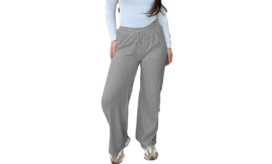 Image 4: Wide Leg Rib Knit Casual Bottoms