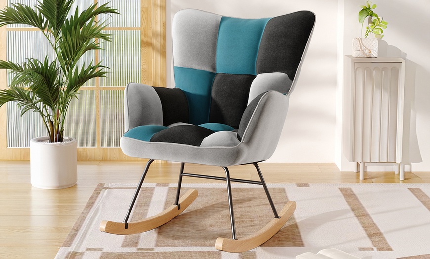 Image 4: Living And Home Tufted Rocking Chair in Assorted Colours