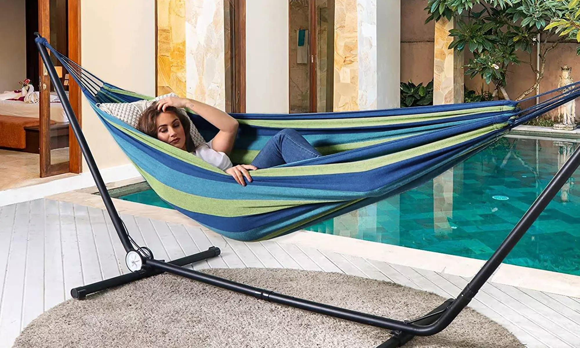 Hamac de jardin en toile de coton robuste