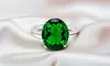 5.00 CTTW Emerald Oval Cut Sterling Silver Ring