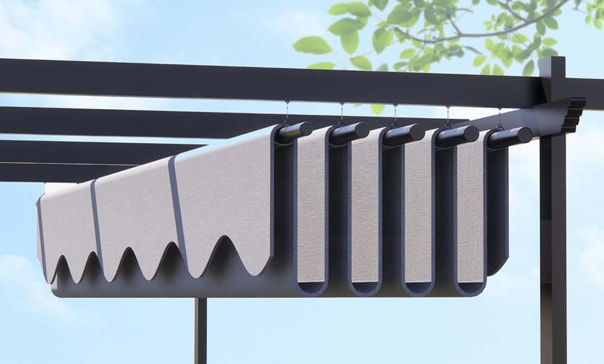 Image 3: Alivio 4m x 3m Steel Frame Pergola with UV-Resistant Canopy