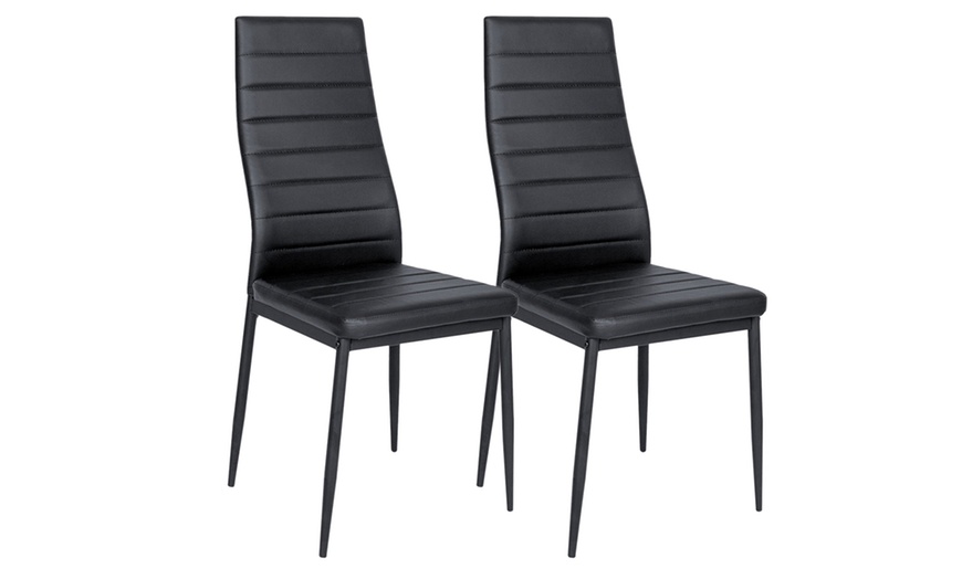 Image 2: Living And Home Limited Faux Leather Dining Chairs