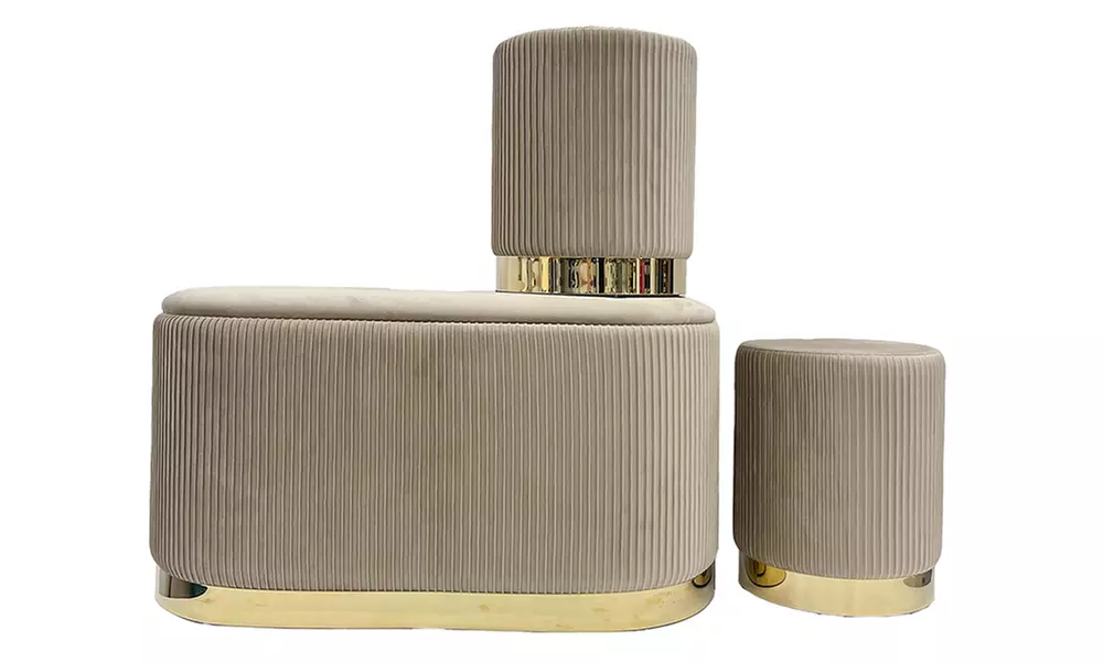 Set di 3 pouf moderni in velluto