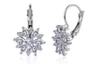 Crystal Flower Lever-back Earring in 18k White Gold - Second Medium