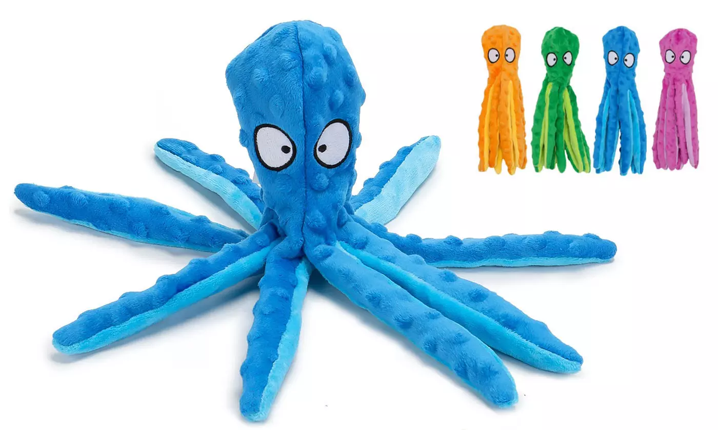 Dog Squeaky Toys Octopus No Stuffing Crinkle Plush Interactive Dog Toys