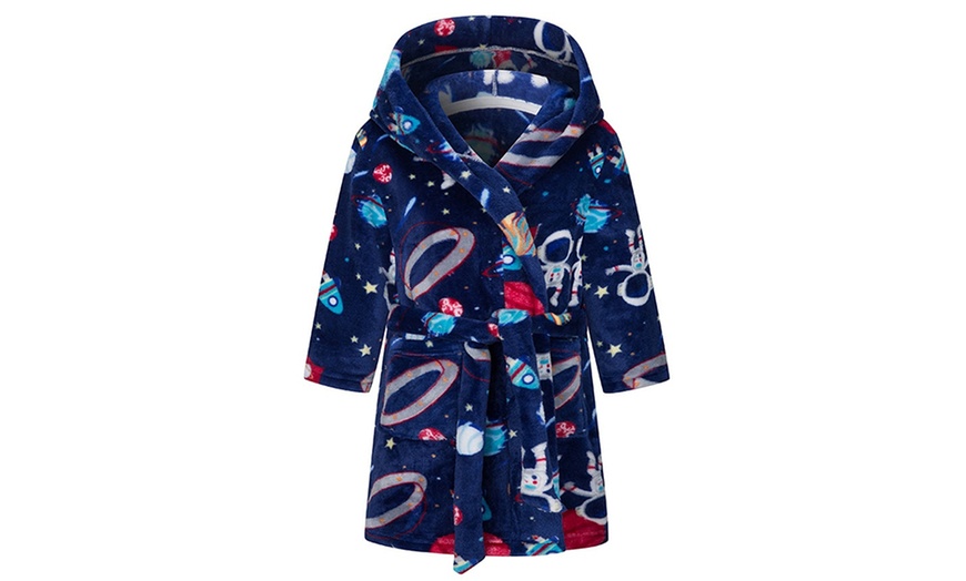 Image 5: Childern Hooded Flannel Fleece Robe