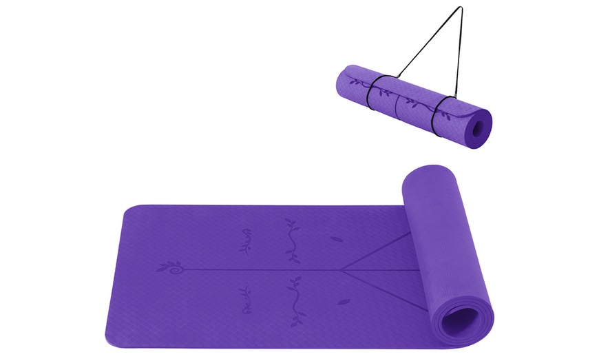 Image 13: Non-Slip Yoga Mat With Alignment Lines
