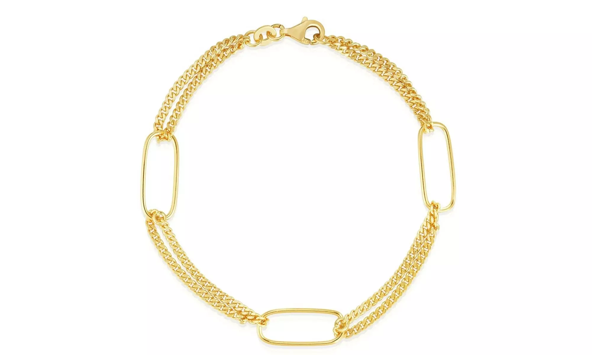 925 Solid Sterling Silver 7MM Paperclip Double Curb Chain Bracelet 7" Inch Italy