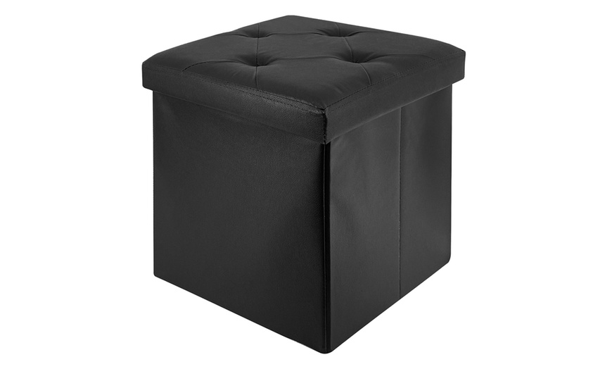 Image 20: Pouf carré en simili cuir avec espace de rangement