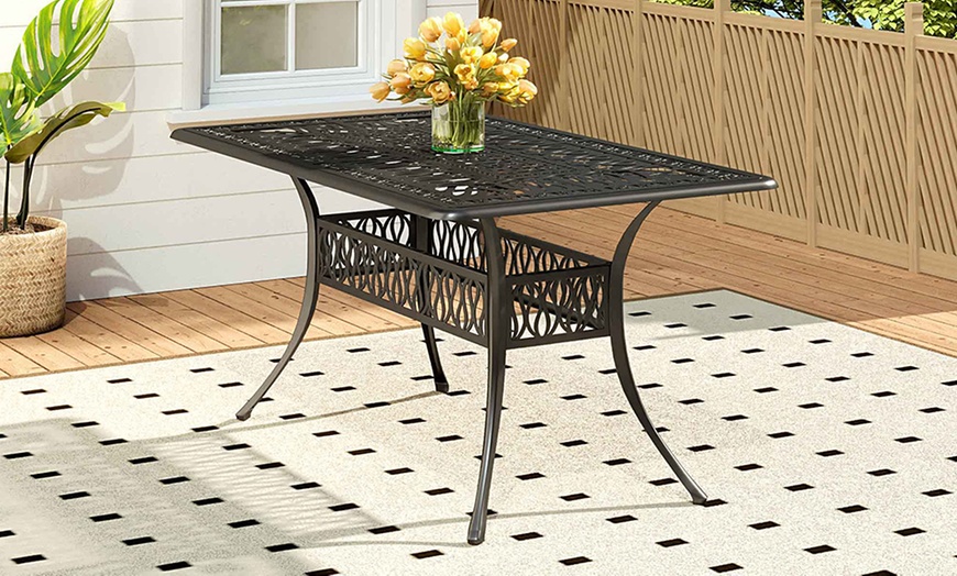Image 9: Garden Outdoor Cast Aluminum Vintage Bistro Table 