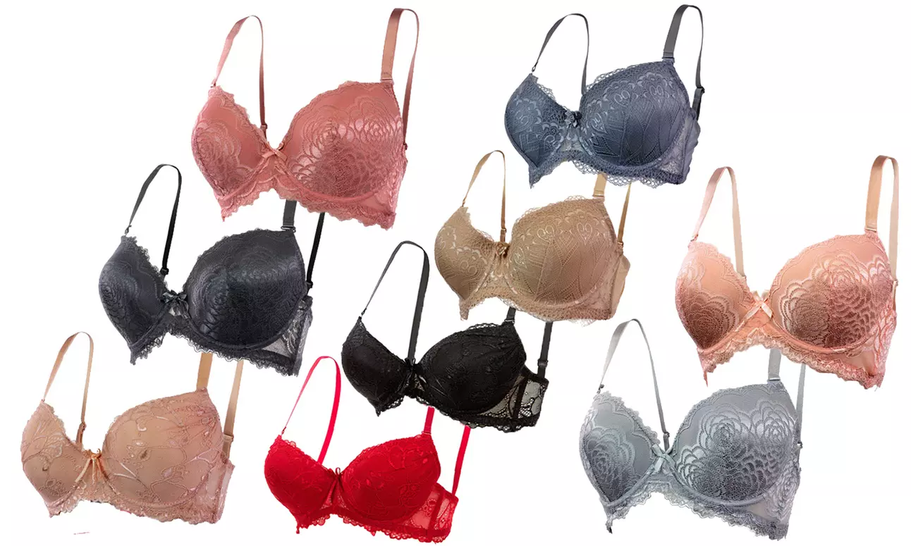 Women's Padded Lace Underwire Push Up Bra (4-Pack) - Primary Image