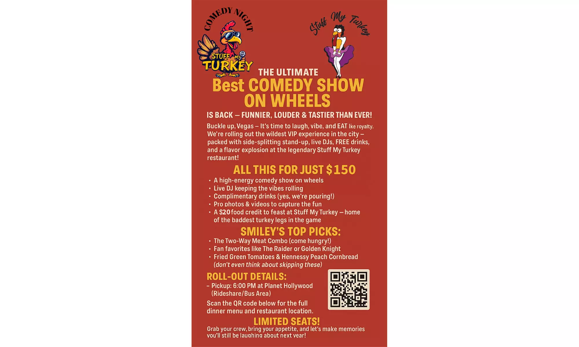 Enjoy Comedy on Wheels with One, Two, Three, or Four Admission Tickets