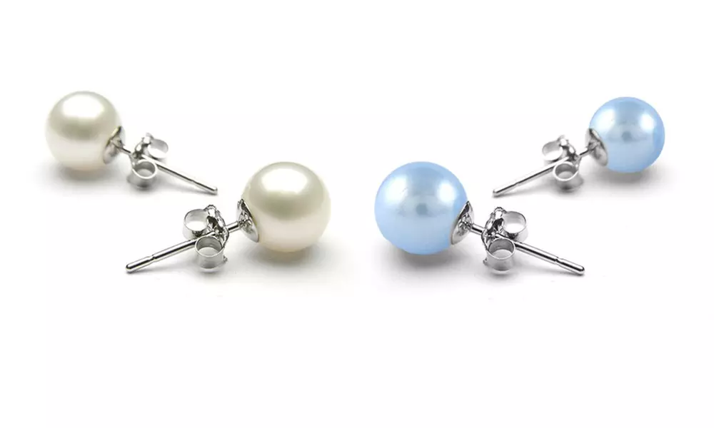 Set of 2 8mm Pearl Stud Earrings