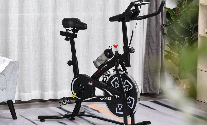 Image 12: HomCom Indoor Exercise Bike for Spin Classes or Low Impact Exercise