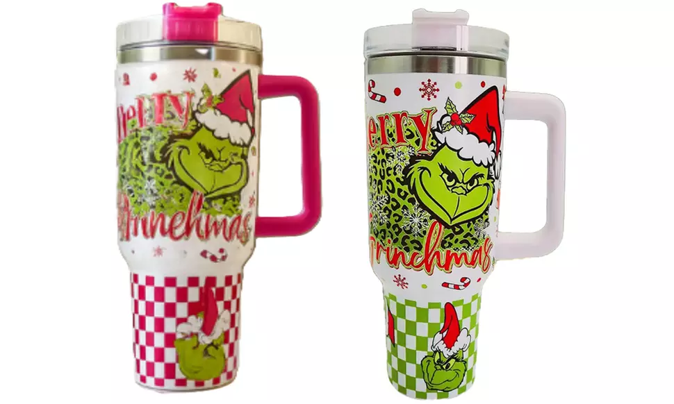1x oder 2x Edelstahl-Thermobecher 1,2 L mit Grinch-Motiv