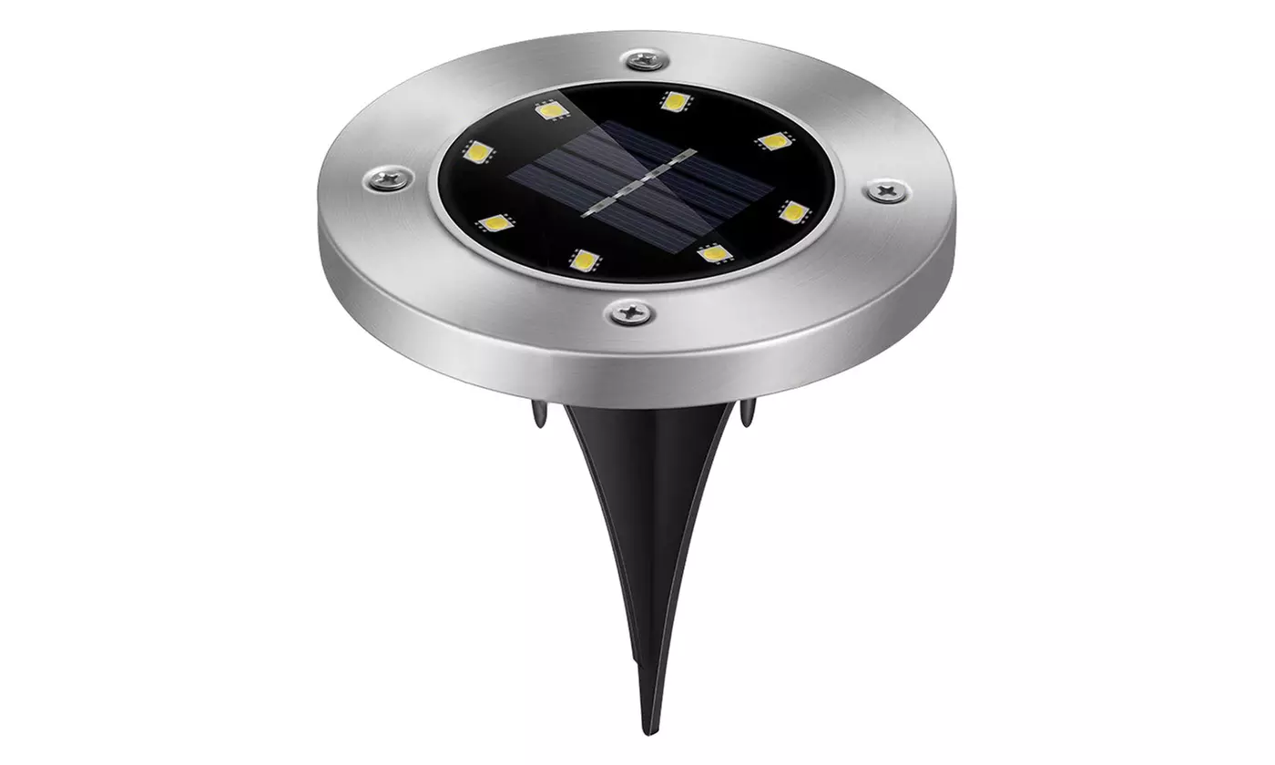 SolarEK 8-LED Disk Solar Ground Lights for Pathway & Garden (4 or 8-Pack)