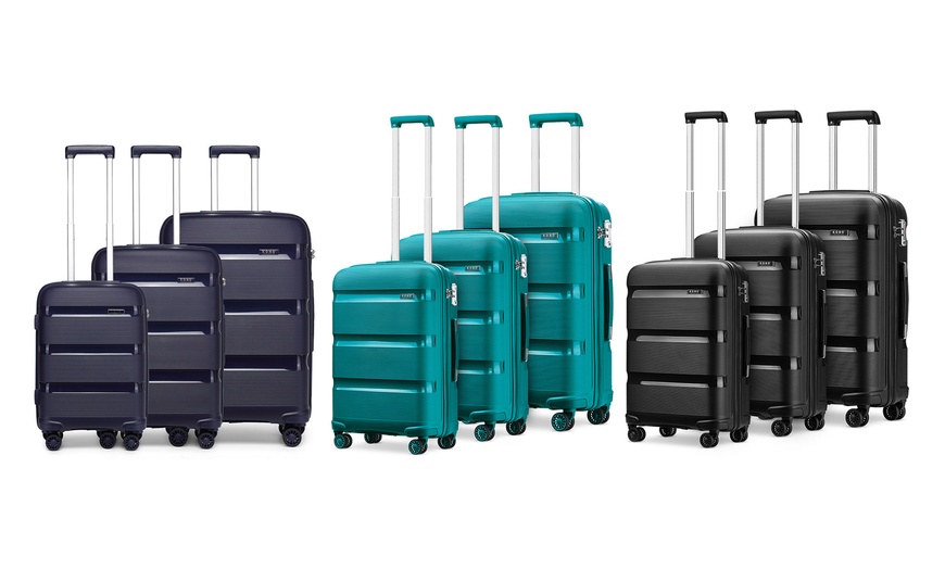 Image 2: KONO Three-Piece PP Hard Shell Suitcases With TSA Lock