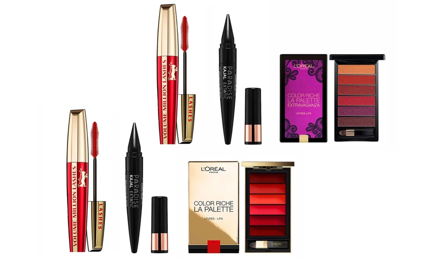 Image 1: L'Oreal Mascara, Eyeliner and Lip Palette Set