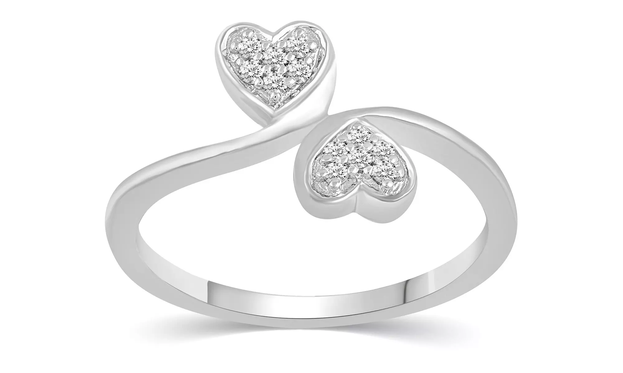 1/10 CTTW Diamond Double Heart Fashion Ring in Sterling Silver by Fifth and Fine