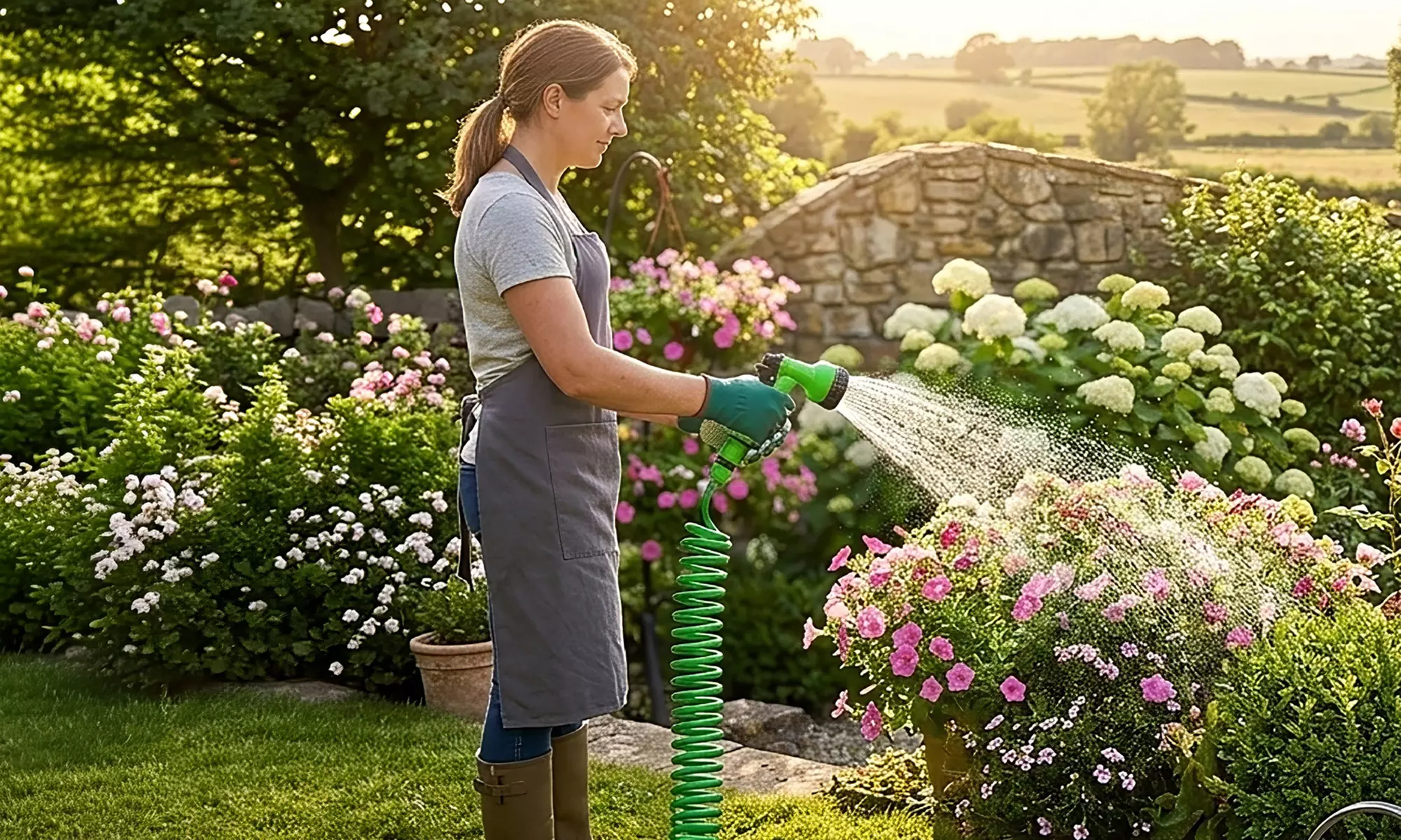 Tubo da irrigazione a spirale con pistola