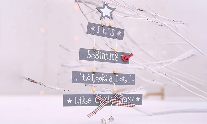Image 4: Two or Four Christmas Tree Hanging Cards – Available in White and Grey