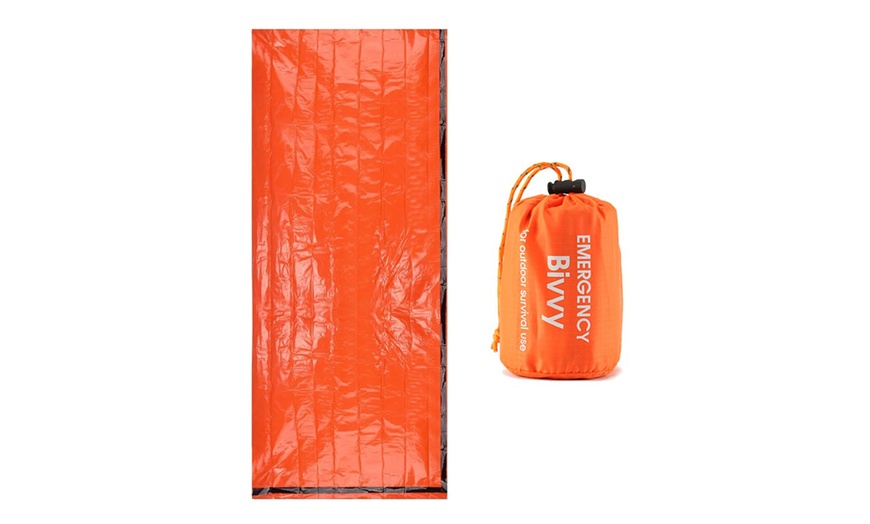 Image 3: 2-Pack Emergency Sleeping Bag Waterproof Thermal Bivy Sack Survival Camping Bag