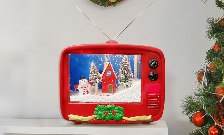 Image 1: Weihnachts-Fernseher mit animierter Landschaft, Licht und Musik