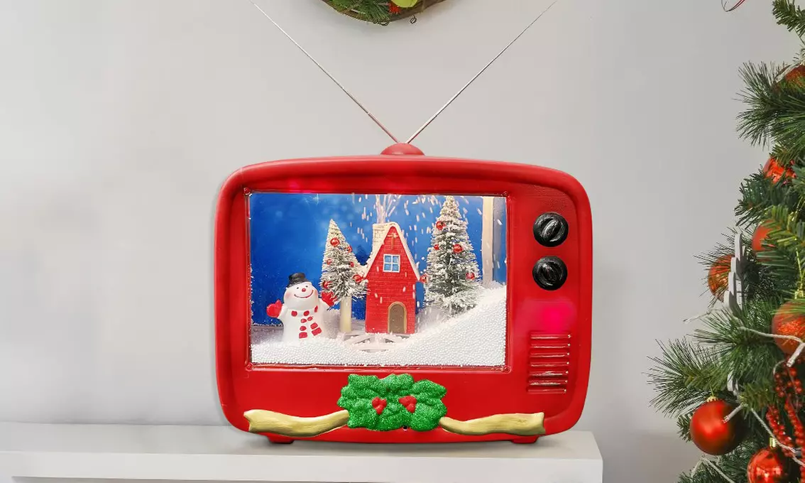 Weihnachts-Fernseher mit animierter Landschaft, Licht und Musik