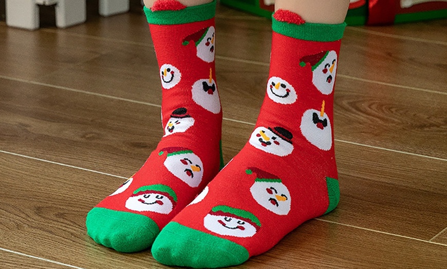 Image 1: Five Pairs of Christmas Socks for Women