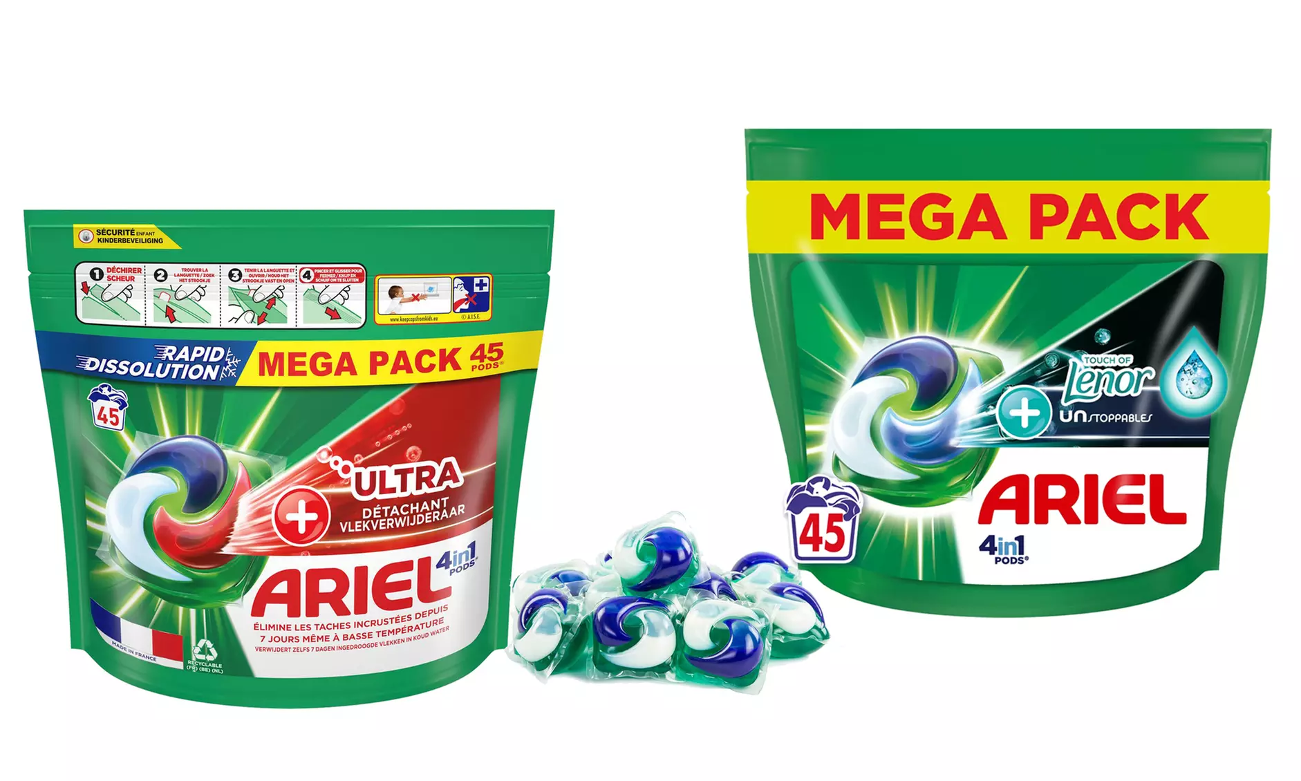 Bis zu 180 Ariel All-in-One Pods Ultra/Touch of Lenor (bis 0,52€/Pod)